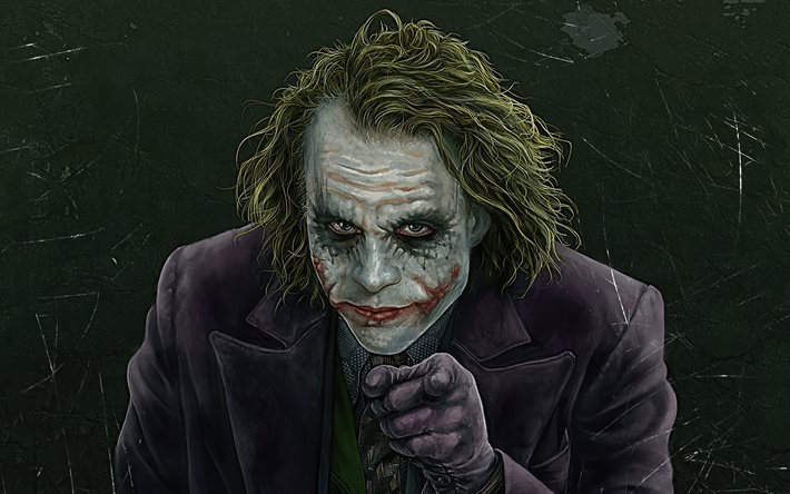 4k, Joker, darkness, supervillain, pictures with Joker, creative, Joker 4K, cartoon joker