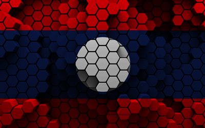 4k, bandera de laos, fondo hexagonal 3d, bandera 3d de laos, textura hexagonal 3d, símbolos nacionales de laos, fondo 3d, bandera de laos 3d