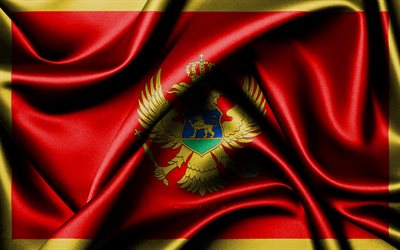 montenegro bandeira, 4k, países europeus, tecido bandeiras, dia de montenegro, bandeira de montenegro, seda ondulada bandeiras, europa, montenegro símbolos nacionais, montenegro