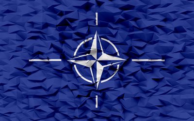 Flag of NATO, 4k, 3d polygon background, NATO flag, 3d polygon texture, 3d NATO flag, International organizations symbols, 3d art, NATO, North Atlantic Treaty Organization