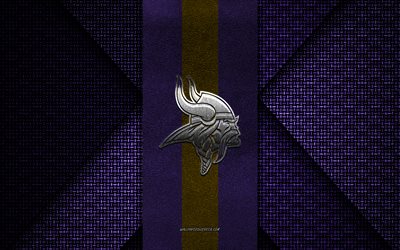 vikings du minnesota, nfl, texture tricotée violette, logo des vikings du minnesota, club de football américain, emblème des vikings du minnesota, football américain, minnesota, états-unis