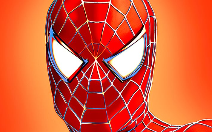 4k, la cara de spider-man, los cómics de marvel, los superhéroes, los dibujos animados de spider-man, spiderman, obras de arte, spider-man 4k, spider-man