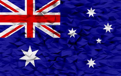 호주의 국기, 4k, 3d 다각형 배경, 호주 국기, 3d 다각형 텍스처, 3차원, 호주, 깃발, 호주 국가 상징, 3d 아트