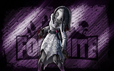 Willow Fortnite, 4k, violet diagonal background, grunge art, Fortnite, artwork, Willow Skin, Fortnite characters, Willow, Fortnite Willow Skin