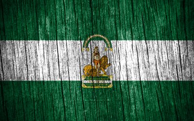 4K, Flag of Andalusia, Day of Andalusia, spanish communities, wooden texture flags, Andalusia flag, Communities of Spain, Andalusia, Spain