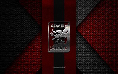 FC Admira Wacker, Austrian Football Bundesliga, red black knitted texture, FC Admira Wacker logo, Austrian football club, FC Admira Wacker emblem, football, Modling, Austria