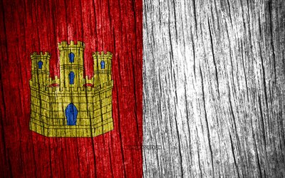 4K, Flag of Castilla La Mancha, Day of Castilla La Mancha, spanish communities, wooden texture flags, Castilla La Mancha flag, Communities of Spain, Castilla La Mancha, Spain