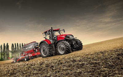 Case IH Optum 300 CVX, HDR, 2022 tractors, field fertilizer, agricultural machinery, plowing field, red tractor, tractor in the field, agricultural concepts, Case IH