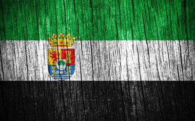 4K, Flag of Extremadura, Day of Extremadura, spanish communities, wooden texture flags, Extremadura flag, Communities of Spain, Extremadura, Spain