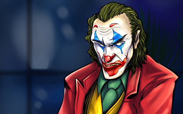 Cartoon Joker, 4k, abstract art, supervillain, fan art, creative, Joker 4K, artwork, Joker