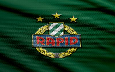 logotipo de tela de viena rapid, 4k, fondo de tela verde, bundesliga austriaca, bokeh, fútbol, logotipo de rapid viena, fútbol americano, emblema de viena rapid, viena rápida, club de fútbol austriaco, rapid vienna fc