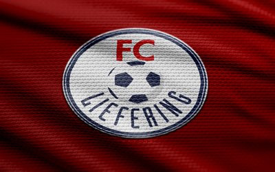 FC Liefering fabric logo, 4k, blue fabric background, Austrian 2 Liga, bokeh, soccer, FC Liefering logo, football, FC Liefering emblem, FC Liefering, Austrian football club, Liefering FC