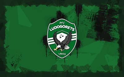 ludogorets fc grunge logo, 4k, parva liga, fond grunge vert, football, ludogorets fc emblem, ludogorets fc logo, pfc ludogorets razrad, club de football bulgare, ludogorets fc
