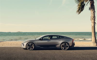 2026, rendimiento de polestar 5, 4k, vista lateral, exterior, noche, atardecer, sedán gris, polestar gris 5, nuevo polestar 5 2026, autos suecos, polestar