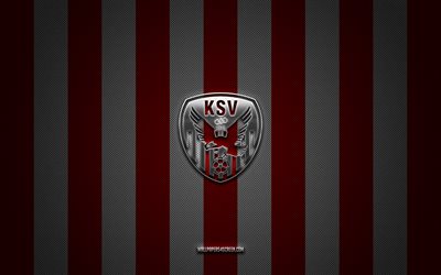 Kapfenberger SV logo, Austrian football club, Austrian 2 Liga, red white carbon background, Kapfenberger SV emblem, hockey, Kapfenberger SV, Austria, Kapfenberger