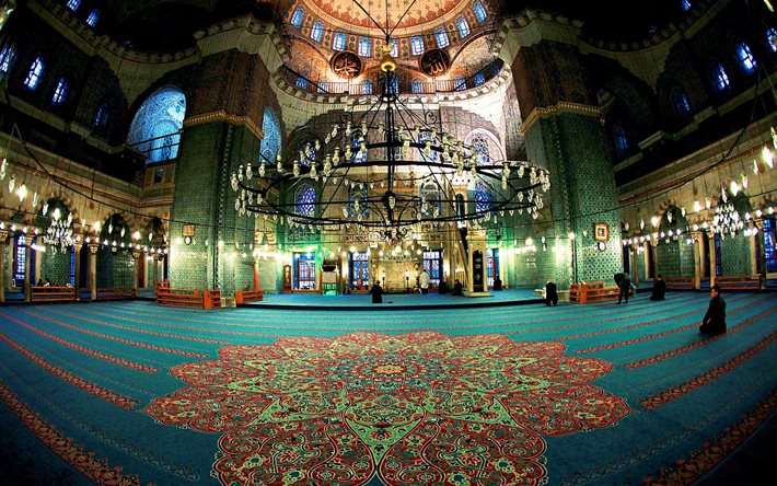 turchia, istanbul, la moschea, gli interni