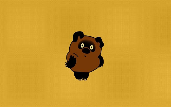 노란색 배경, winnie the pooh, 미, 캐릭터, 곰