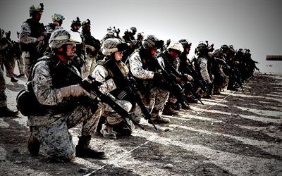 camouflage, casque, soldat, les armes, l'armée américaine, bâtiment