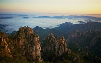 uhd, الصين, الأصفر الجبال, جبل هوانغشان, روك