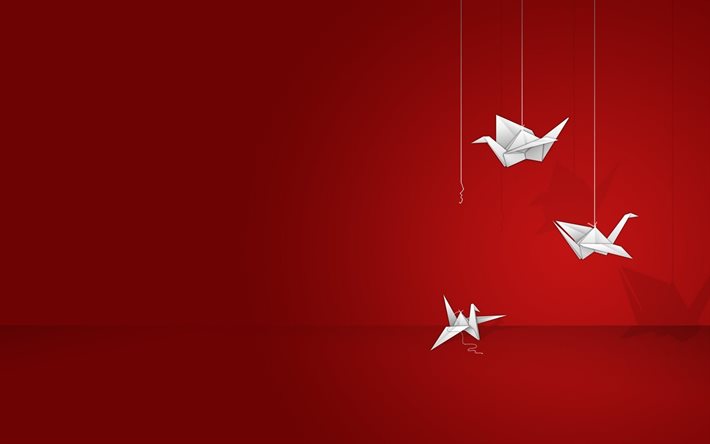minimalism, artistic, red background, wallpapers