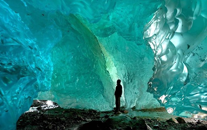 grotta di ghiaccio, persone, bellezza