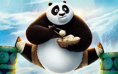 panda 3, kung fu, dessin animé, drôle, 2016, le caractère, l'affiche