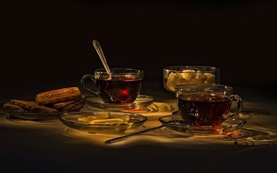 la cuillère de thé, de citron, de l'alimentation, de la coupe, du thé, du papier peint