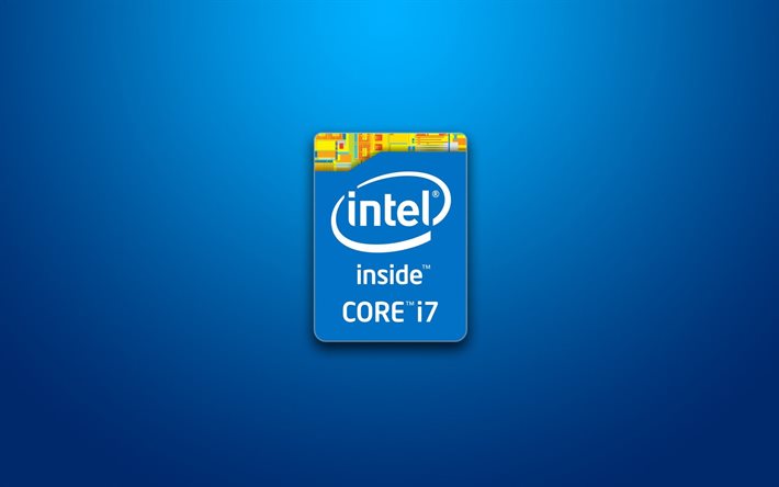 à l'intérieur, core i7, le processeur, intel, amd64, bleu