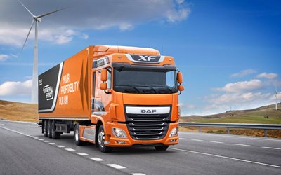 road, the truck, new model, orange