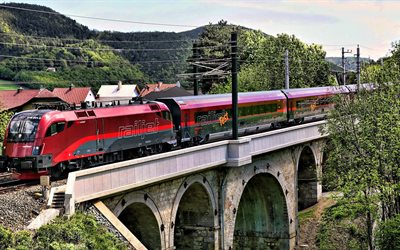 train, railway, the bridge, obb railjet, high-speed train
