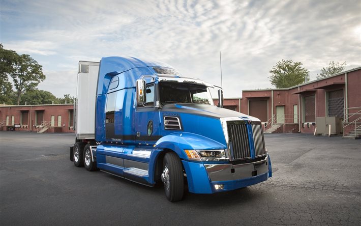 bleu, 5700xe, 82uhr, western star, tracteur, 2016, le camion, la composition