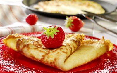 pancake, damn, strawberry, table