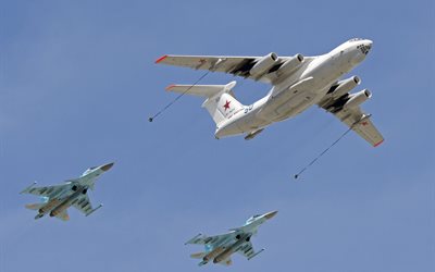 påklädning, flygning, himlen, il 76, su-34, det ryska flygvapnet, militärflygplan