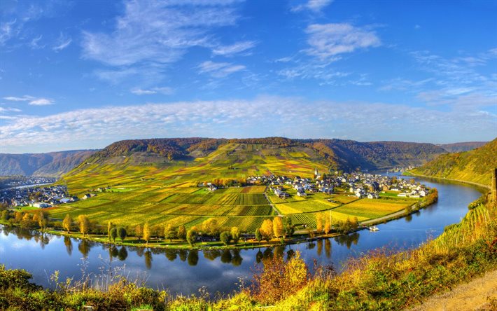 river, home, grass, the cloud, field, beilstein, germany