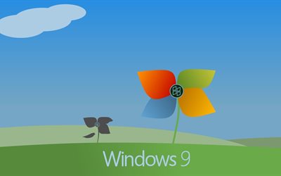 logo, sistema di windows 9, sfondi