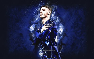 cole palmer, chelsea fc, joueur de football anglais, fond de pierre bleue, grunge, premier league, angleterre, football
