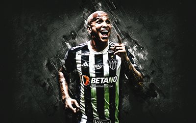 Deyverson, Atletico Mineiro, Brazilian football player, white stone background, grunge art, Brazil, football, Deyverson Brum Silva Acosta