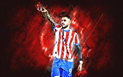 antonio sanabria, paraguay national football team, football paraguayan, sfondo di pietra rossa, paraguay, grunge art, calcio