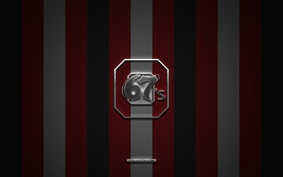 Ottawa 67s logo, Canadian hockey team, Canadian Hockey League, CHL, black white carbon background, Ottawa 67s emblem, hockey, Ottawa 67s, Canada