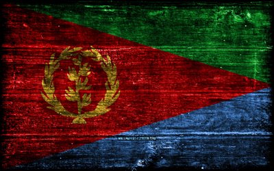Eritrea wooden flag, 4k, wooden grunge flags, African countries, flag of Eritrea, Day of Eritrea, Africa, Eritrea flag, Eritrea, Eritrea national symbols
