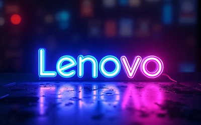 4k, leuchtendes lenovo logo, dunkelheit, marken, bokeh, lenovo neon logo, kreativ, buntes neon logo von lenovo, elektronikmarken, lenovo logo, lenovo