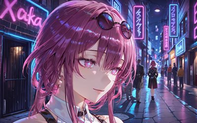 4k, kafka, strada, notte, honkai star rail, personaggi dell'anime, manga, personaggi honkai star rail, kafka honkai star rail