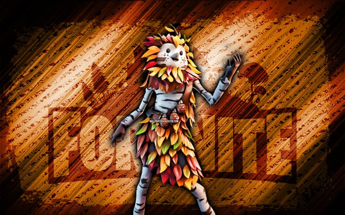 Autumn Bushranger Fortnite, 4k, orange diagonal background, grunge art, Fortnite, artwork, Autumn Bushranger Skin, Fortnite characters, Autumn Bushranger, Fortnite Autumn Bushranger Skin