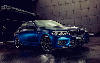 BMW M5, 4k, tuning, 2018 cars, F90, AU-spec, BMW M5 F90, Blue BMW M5, 2012 BMW M5, german cars, BMW F90, BMW