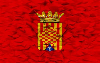 flagge von tarragona, 4k, spanische provinz, 3d polygonhintergrund, tarragona flagge, 3d polygon textur, tag von tarragona, 3d tarragona flagge, spanische nationale symbole, 3d kunst, provinz tarragona, spanien