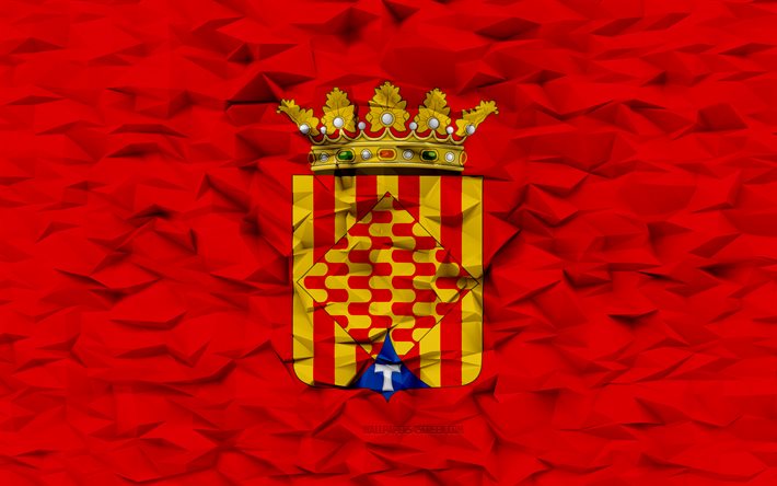Flag of Tarragona, 4k, Spanish province, 3d polygon background, Tarragona flag, 3d polygon texture, Day of Tarragona, 3d Tarragona flag, Spanish national symbols, 3d art, Tarragona province, Spain