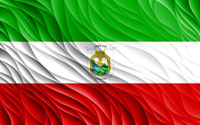 4k, bandera de itapúa, banderas 3d onduladas, departamentos paraguayos, bandera de itapua, día de itapúa, ondas 3d, departamentos de paraguay, itapúa, paraguay