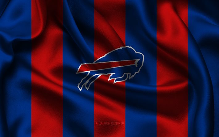 4k, Buffalo Bills logo, blue red silk fabric, American football team, Buffalo Bills emblem, NFL, Buffalo Bills badge, USA, American football, Buffalo Bills flag