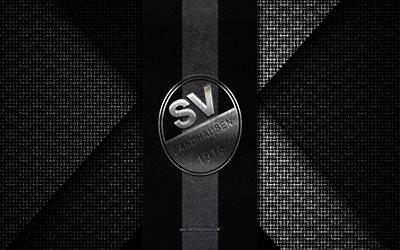 sv sandhausen, 2 bundesliga, weiß schwarz gestrickte textur, sv sandhausen logo, deutscher fußballverein, sv sandhausen emblem, fußball, sandhausen, deutschland