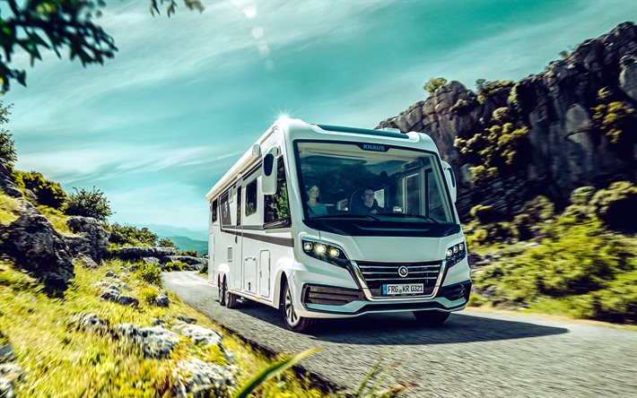 Knaus Sun i, road, 2022 buses, HDR, travel concepts, house in wheels, White Knaus Sun i, 2022 Knaus Sun i, Knaus